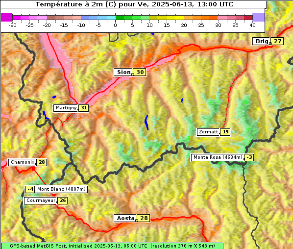 Temperatur, 13. 6. 2025