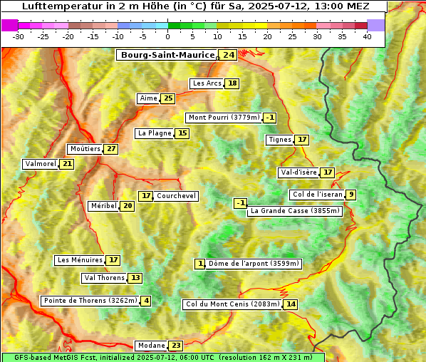 Temperatur, 12. 7. 2025