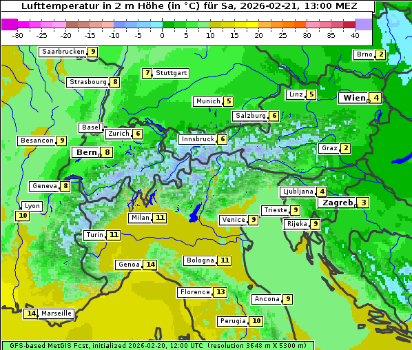 Temperatur, 21. 2. 2026