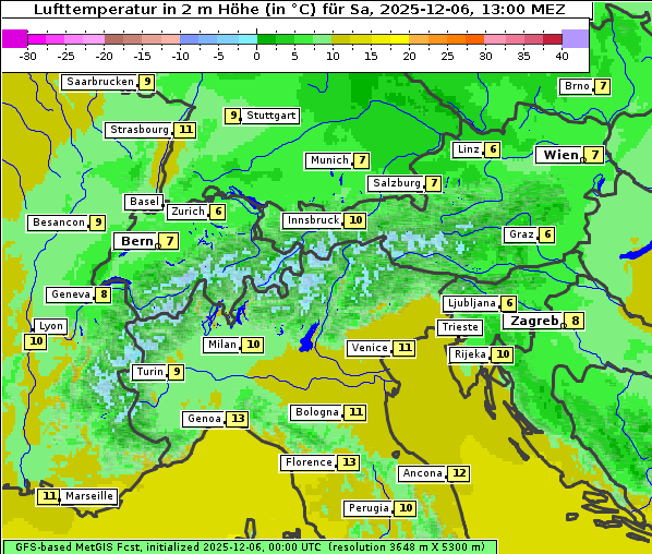 Temperatur, 6. 12. 2025