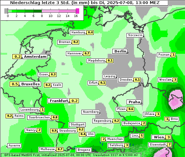 Niederschlag, 8. 7. 2025