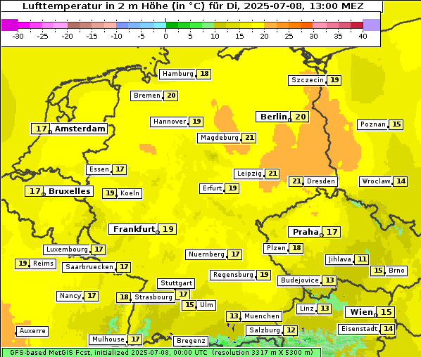 Temperatur, 8. 7. 2025