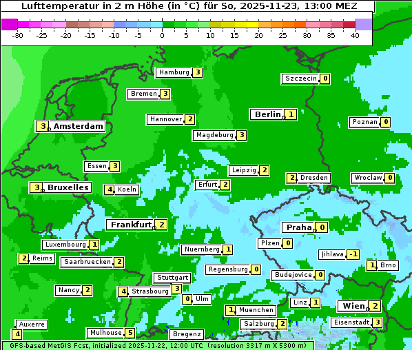 Temperatur, 23. 11. 2025