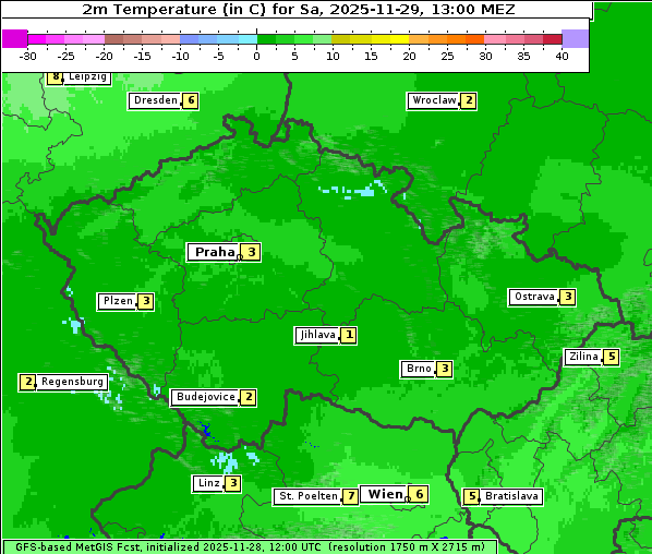 Temperatur, 29. 11. 2025