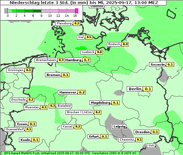 Niederschlag, 17. 9. 2025