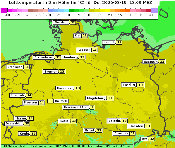 Temperatur, 19. 3. 2026