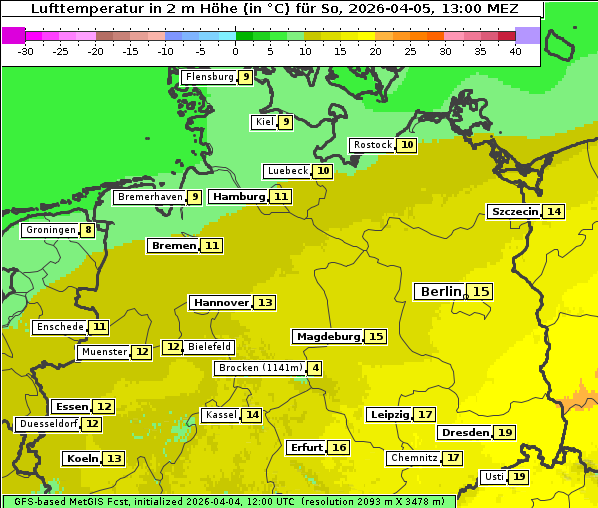 Temperatur, 5. 4. 2026