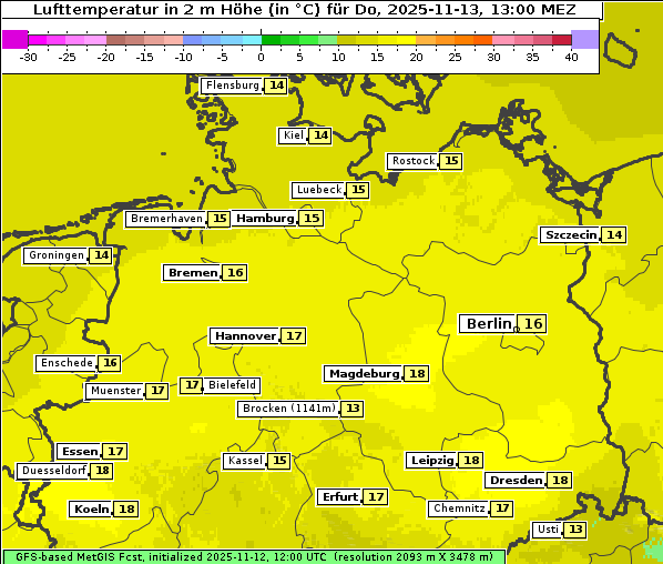 Temperatur, 13. 11. 2025
