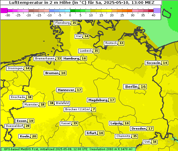 Temperatur, 10. 5. 2025