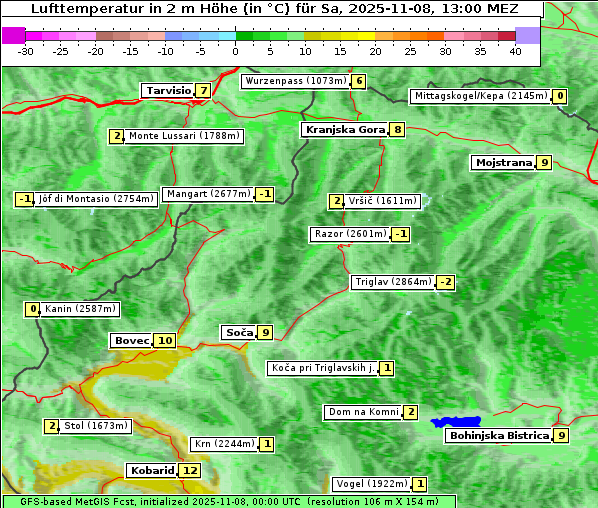 Temperatur, 8. 11. 2025