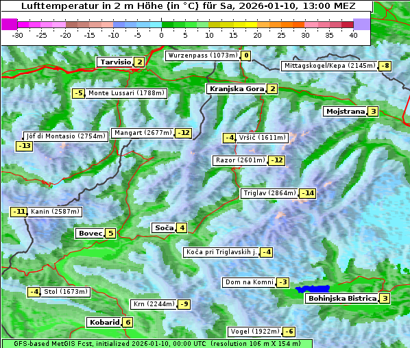Temperatur, 10. 1. 2026