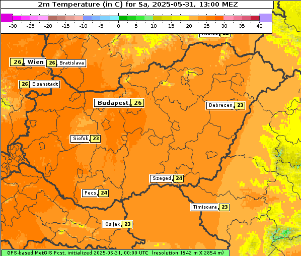 Temperatur, 31. 5. 2025