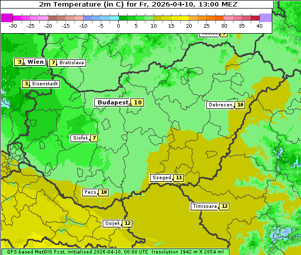 Temperatur, 10. 4. 2026