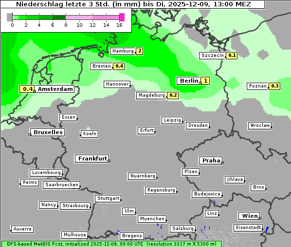 Niederschlag, 9. 12. 2025