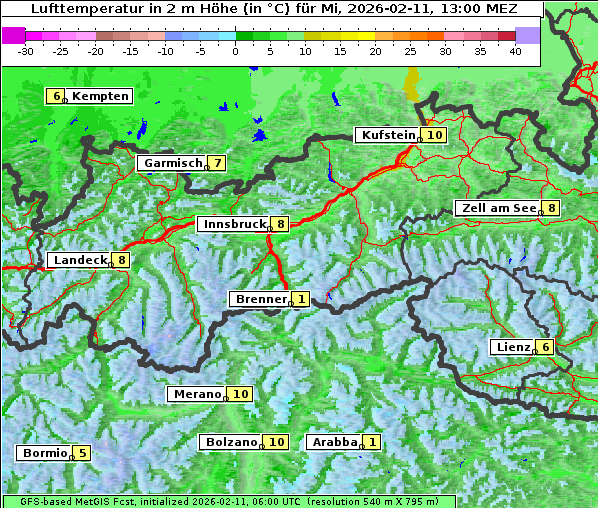 Temperatur, 11. 2. 2026