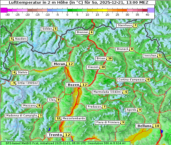 Temperatur, 21. 12. 2025