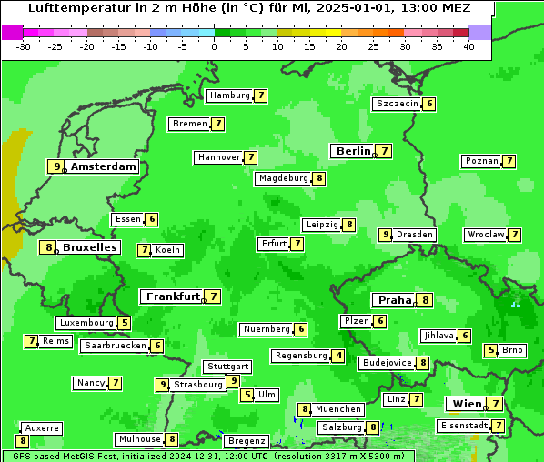 Temperatur, 1. 1. 2025