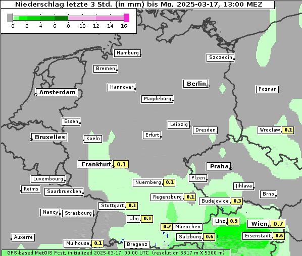 Niederschlag, 17. 3. 2025