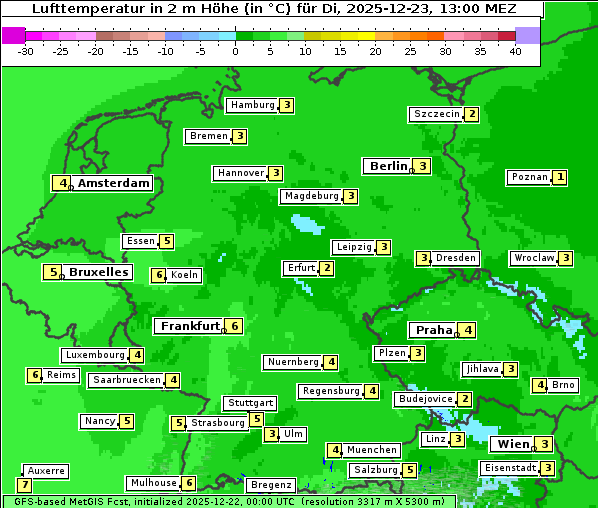 Temperatur, 23. 12. 2025