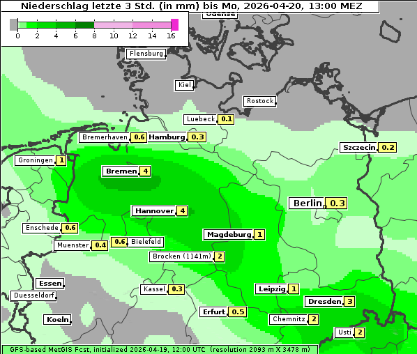 Niederschlag, 20. 4. 2026