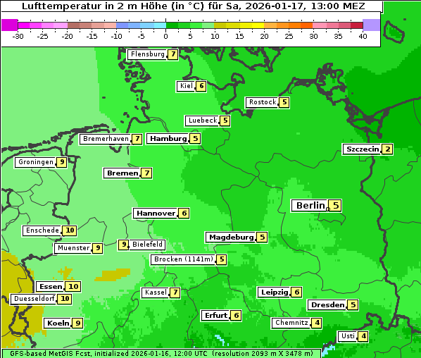 Temperatur, 17. 1. 2026