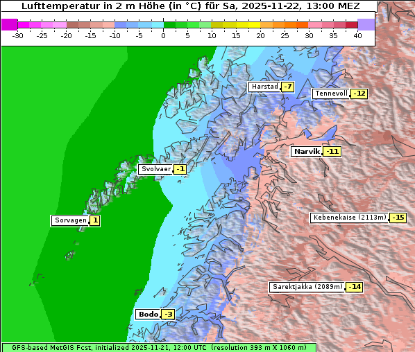 Temperatur, 22. 11. 2025