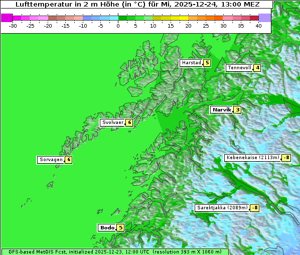 Temperatur, 24. 12. 2025