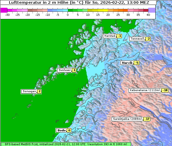 Temperatur, 22. 2. 2026