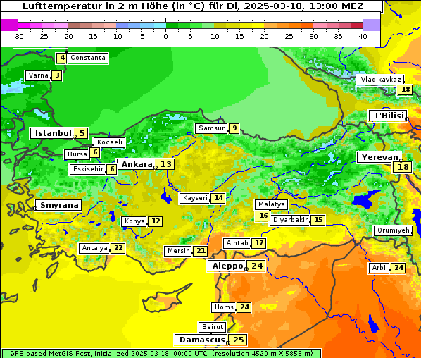 Temperatur, 18. 3. 2025