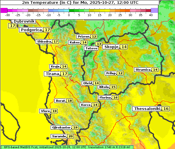 Temperatur, 27. 10. 2025