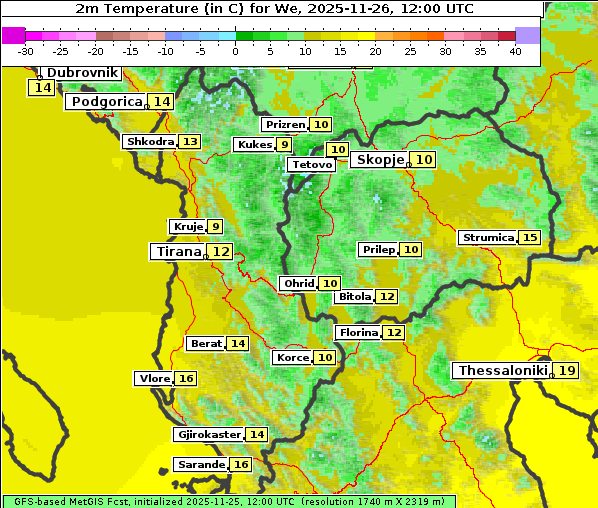 Temperatur, 26. 11. 2025