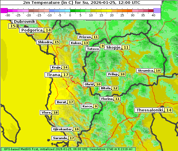 Temperatur, 25. 1. 2026
