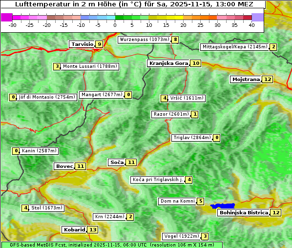 Temperatur, 15. 11. 2025
