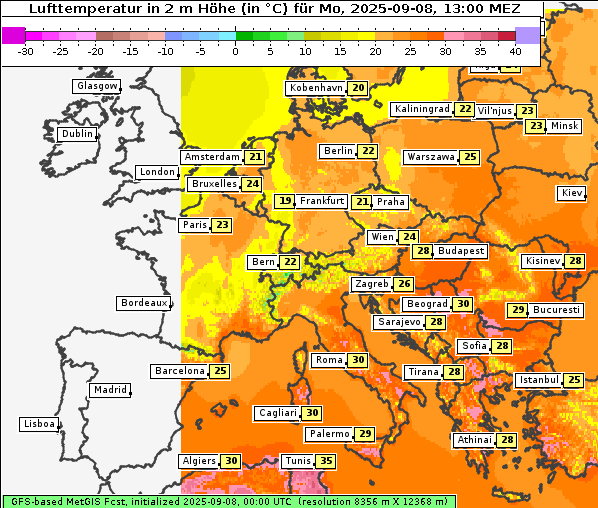 Temperatur, 8. 9. 2025