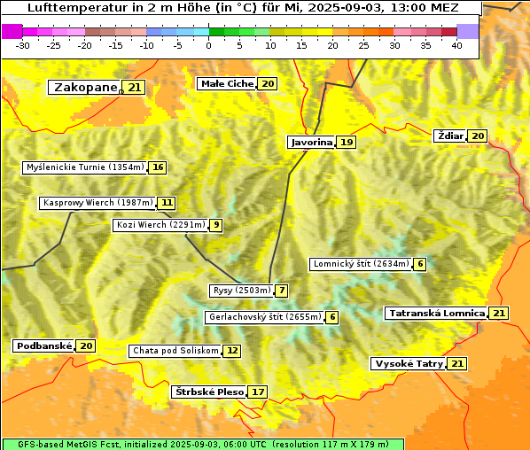 Temperatur, 3. 9. 2025