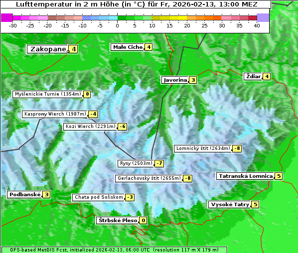 Temperatur, 13. 2. 2026