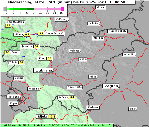 Niederschlag, 1. 7. 2025