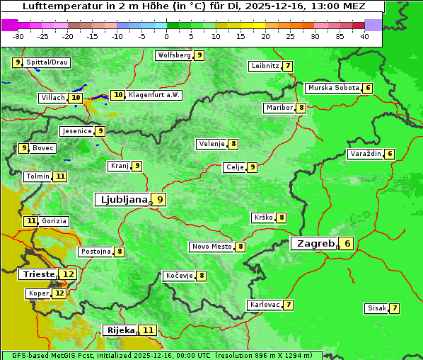 Temperatur, 16. 12. 2025