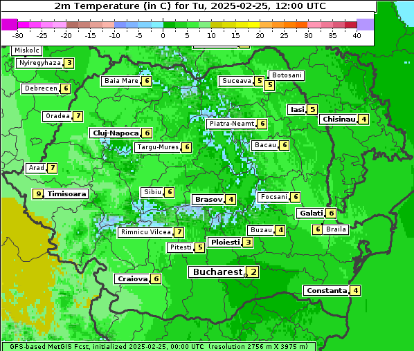 Temperatur, 25. 2. 2025