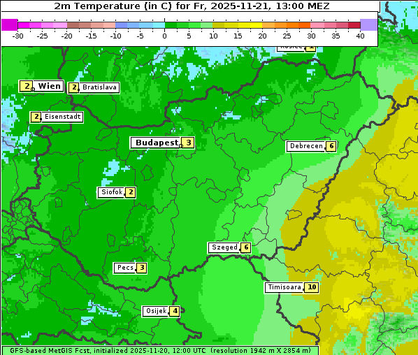 Temperatur, 21. 11. 2025