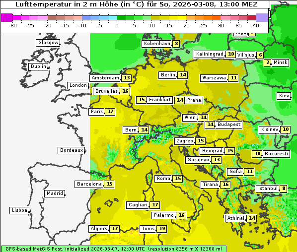 Temperatur, 8. 3. 2026