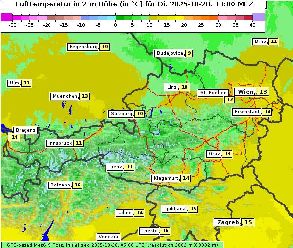 Temperatur, 28. 10. 2025