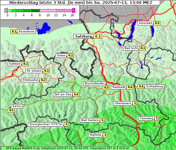 Niederschlag, 13. 7. 2025