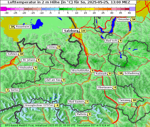 Temperatur, 25. 5. 2025
