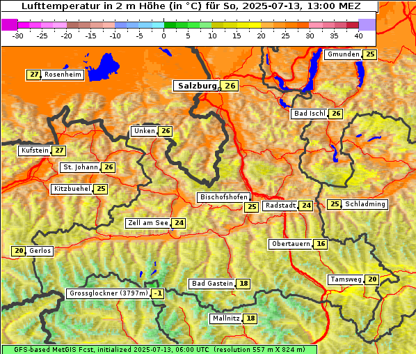 Temperatur, 13. 7. 2025