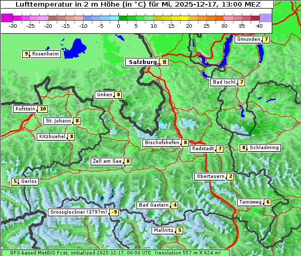 Temperatur, 17. 12. 2025
