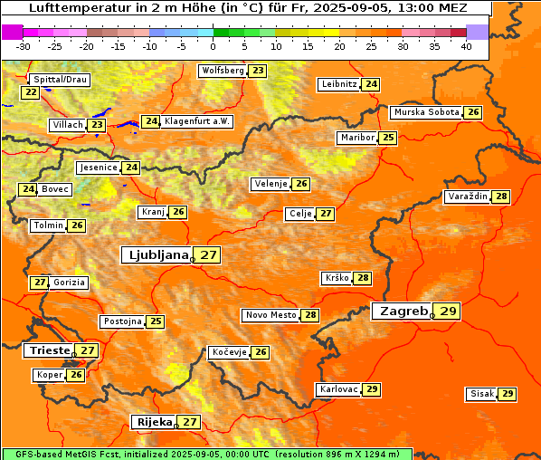 Temperatur, 5. 9. 2025