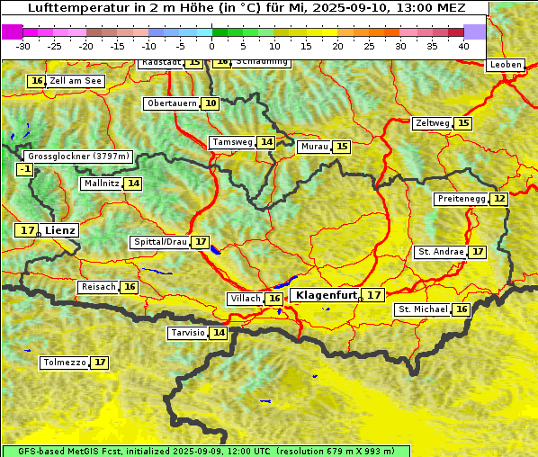 Temperatur, 10. 9. 2025