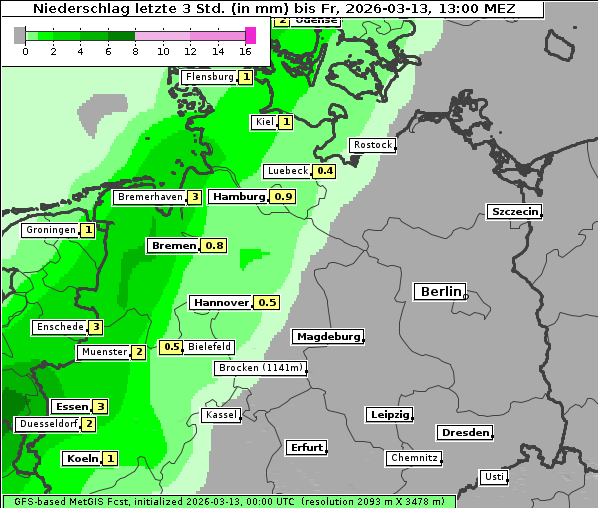 Niederschlag, 13. 3. 2026
