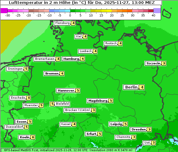 Temperatur, 27. 11. 2025